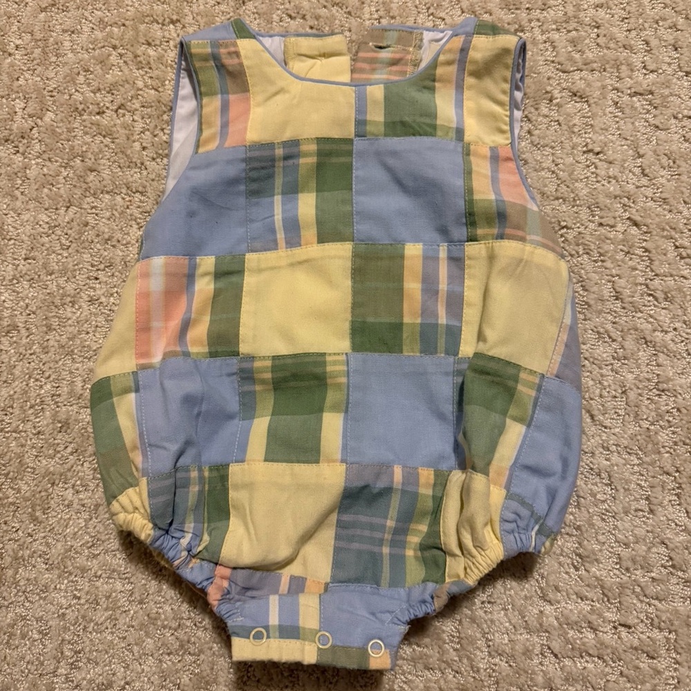 The Beaufort Bonnet Company Patchwork Bodysuit - Yellow, Green, Blue